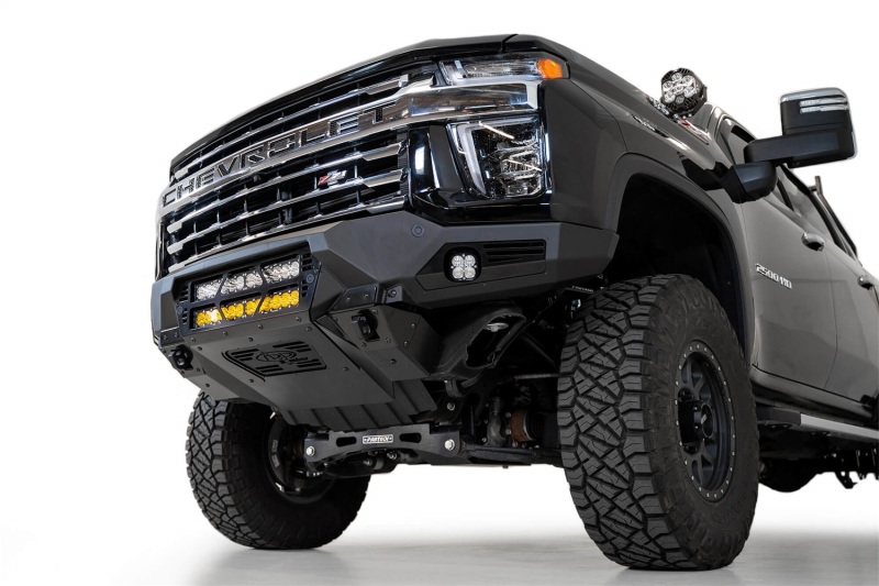 Chevrolet 3500 Front Bumper - Addictive Desert Designs - Bomber - Hammer Black with Satin Black Panels - `20-`27
